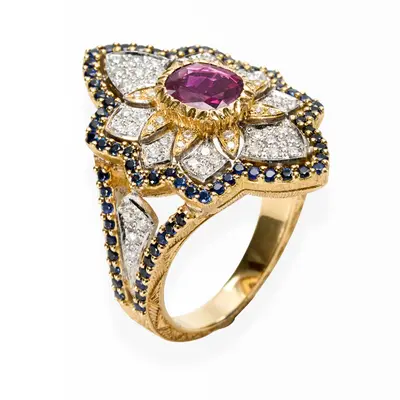 Pigeon Blood Ruby Cynara Ring