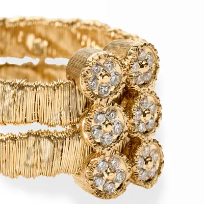 Two Gold Wires Ring with diamond