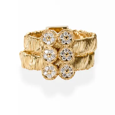 Two Gold Wires Ring with diamond