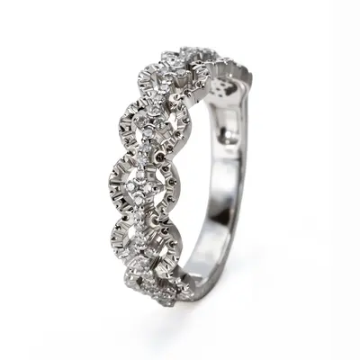 Platinum Cerchi band ring with diamonds.